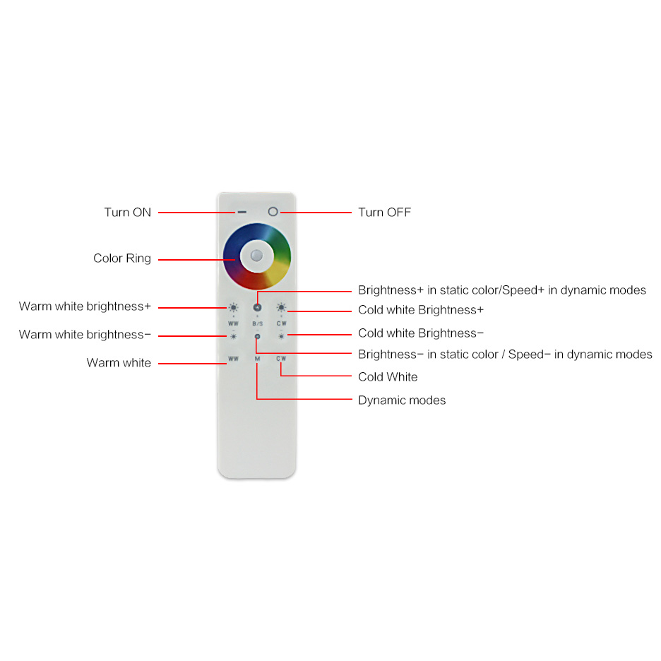 RGB CCT Controller Dimmer 12-24V LED with 2.4G Remoter 5 Channels FEL-DM2 E RGB CCT Controller Dimmer 12-24V LED with 2.4G Remoter 5 Channels FEL-DM2 E