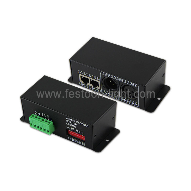 FEL-CD202 3 Channel DMX Decoder RGB with XLR-3R and RJ45 3 Channel DMX Decoder RGB with XLR-3R and RJ45
