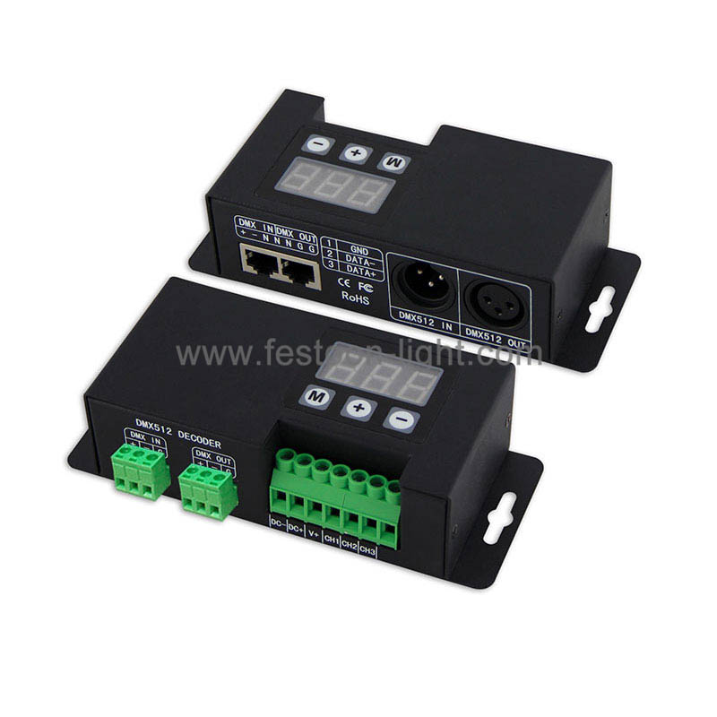 FEL-CD209 DMX 512 Decoder RGB LED Controller with XLR-3R and RJ45 DMX 512 Decoder RGB LED Controller with XLR-3R and RJ45