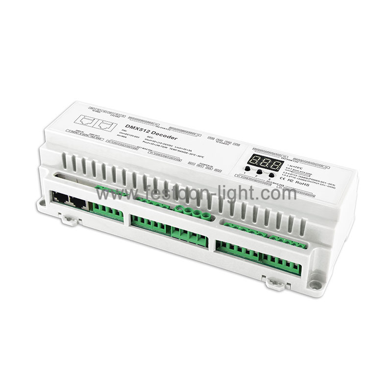 FEL-CD270 DMX Decoder 32 Channel Constant Voltage DIN Rail DMX Decoder 32 Channel Constant Voltage DIN Rail